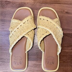 DNA Footwear Woven Slide Sandals in Pale Yellow